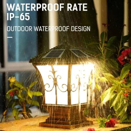 LED Pillar Light Solar Powered Fence Landscape Square Post Remote Control Lamp Outdoor Decorative Waterproof Garden Lights