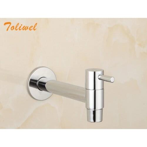 Extra Long Polished Chrome Laundry Bathroom Wetroom Kitchen Wall Mounted Sink Faucet Tap Spigot Bibcocks