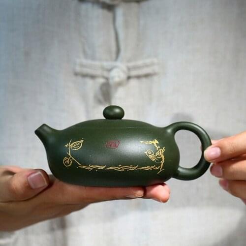 Xishi pot handmade marked ball shaped infuser holes true yixing zisha purple grit republic green clay original ore tea pot China