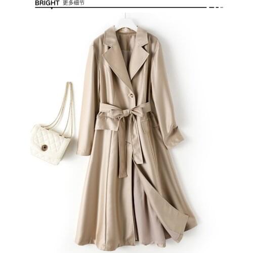 Windbreaker Womens Middle Long 2021 New Temperament Slim Waist High End Atmosphere Long Knee Coat Autumn