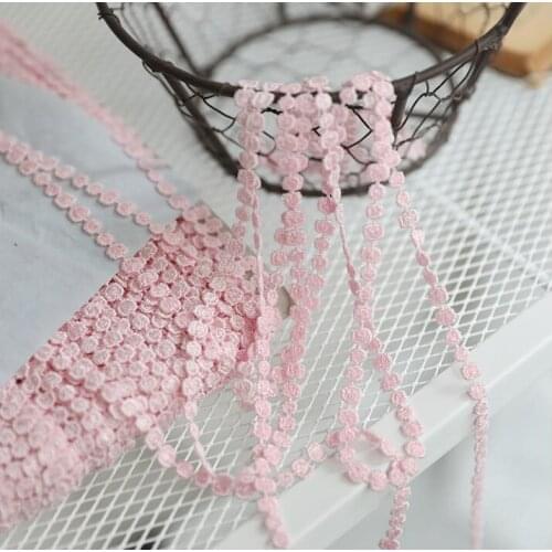 10 Meters Cute Dot Water Soluble Lace Trim Embroidery Applique Polyester Pink Lace Trimming Sewing DIY Crafts Hot Sale