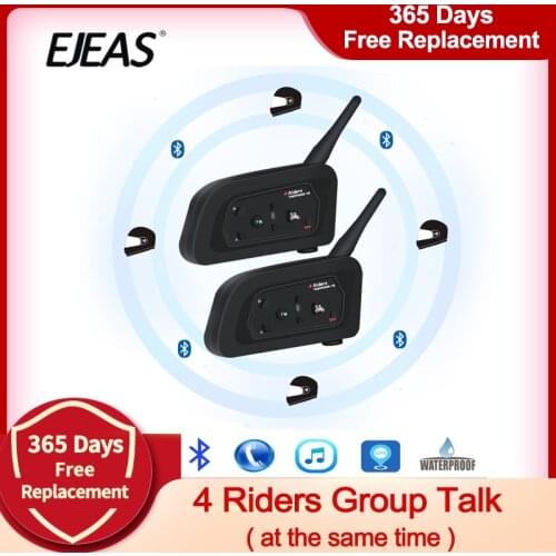 2 Set Vnetphone V4 Bluetooth Motorcycle Helmet Headset Wireless Intercom Interphone System for 4 Riders Talking at The Same Time