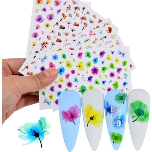 3D Embossed Flower Nail Art Stickers Label Tape Decals Black Abstract Geometry Panda Face 2021 New Style Nail Decora Accessories