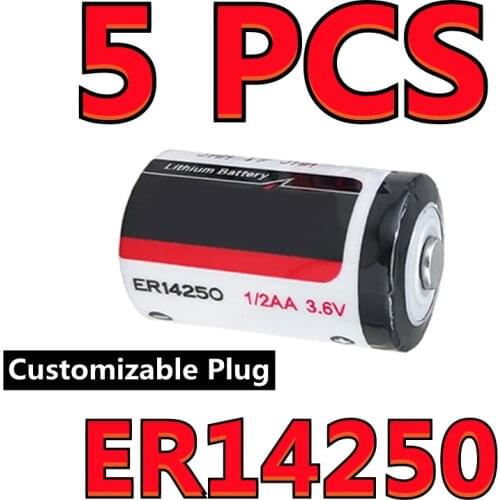 5PCS ER14250 Gas Meter Water Meter Memory Backup RFID Battery 1/2AA 3.6V Lithium Battery for EVE (Customizable Plug)