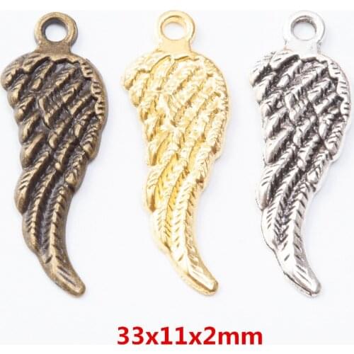 50 pieces of retro metal zinc alloy Wing pendant for DIY handmade jewelry necklace making 7405