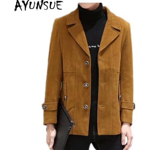 AYUNSUE Mens Wool Coats