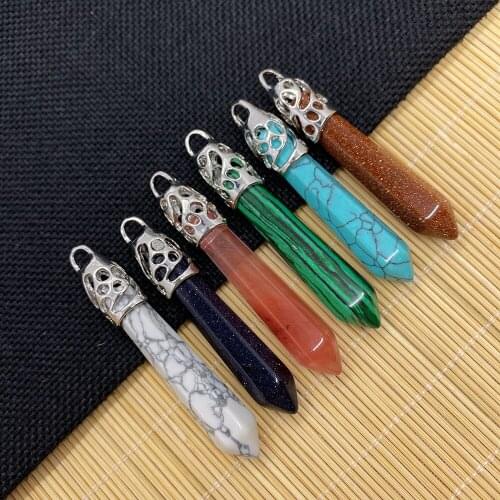 Natural Stone Turquoise Charm and Fashion Jewelry Pendant DIY Jewelry Making Necklace Bracelet Jewelry Accessories Size 10x61mm