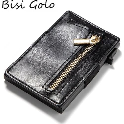 BISI GORO 2020 New Arrival Credit Card Holder Business PU Leather Single Box Card Wallet Card Case RFID Blocking Purses