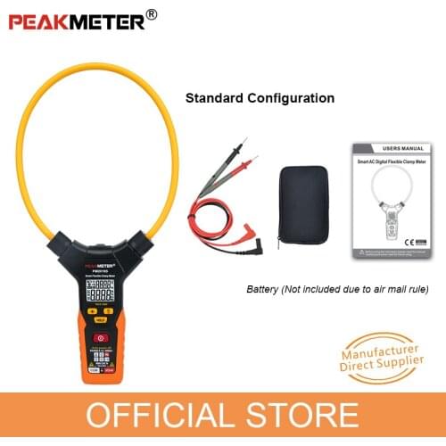 Digital 6000A Flexible Clamp AC Ammeter Handheld Multimeter Current Probe Measurement Tester with Data Hold Backlight PEAKMEATER