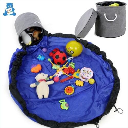 Kids Toy Clean-up Storage Bag Baby Playmats Fast Foldable Toy Storage Bag and Play Mat Organizer Baskets Container for Toys Gift