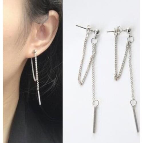 Ex142 Europe Fashion Vintage temperament metal texture tassel chain article earrings Womens Jewelry Accessories