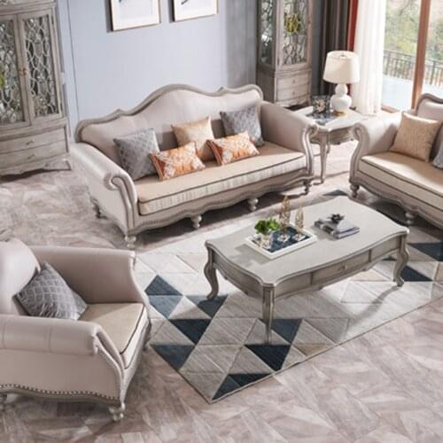 American Country Solid Wood Fabric Sofa Simple Living Room Sofa Combination Light Luxury Furniture Bed Room Furniture