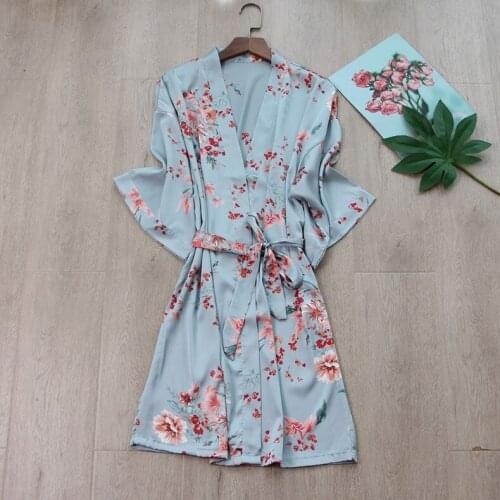 Short Homewear Nightgown Summer New Print Kimono Bathrobe Gown Women Intimate Lingerie Half Sleeve Lady Sleepwear Nightwear