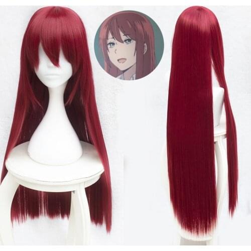 80cm Steins Gate Makise Kurisu Christina Assistant Red Straight Long Wig Cosplay Wig Halloween