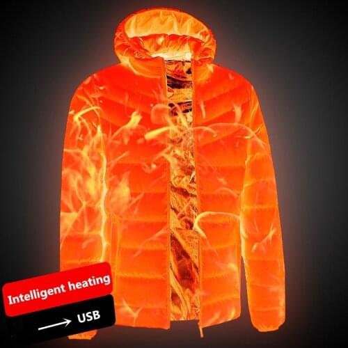 2019 Women Men Heated Jackets Outdoor Coat USB Electric Battery Long Sleeves Heating Hooded Jackets Warm Winter Thermal Clothing
