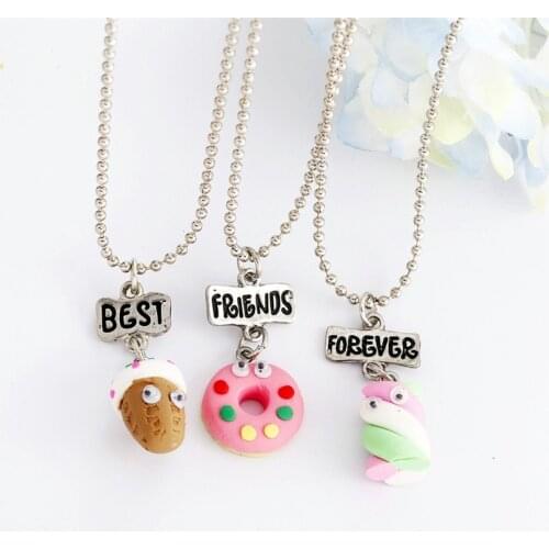 New Arrive Set Of 2 BFF Necklaces With Rainbow Resin Popsicle Pendant On Bead Chain Necklace For kids Jewelry