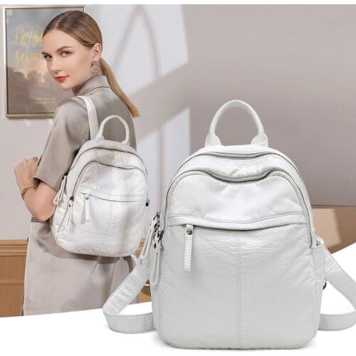 2021 New Womens Backpack Kawaii Fashion Travel Small Anti-theft White Cute Female School Leather Ladys Bags for Women
