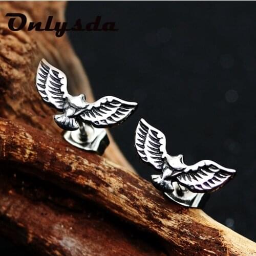 Onlysda 316L stainless steel Rock Punk man Eagle animal earrings jewelry rendy Party Men & Women Unisex Fashion ES109