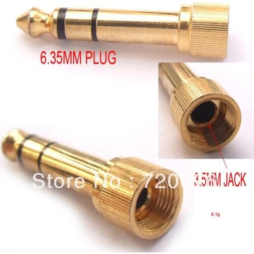 Wholesales,High quality 1/4" 6.35mm Male TO 3.5mm jack Audio Adapter FOR DJ Headphones