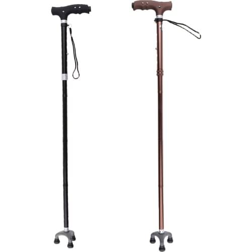 Adjustable Lightweight Easy Folding Aluminum Metal Walking Sticks Canes with Pivot Tripod Tips and Led, Unisex Outdoor Tools