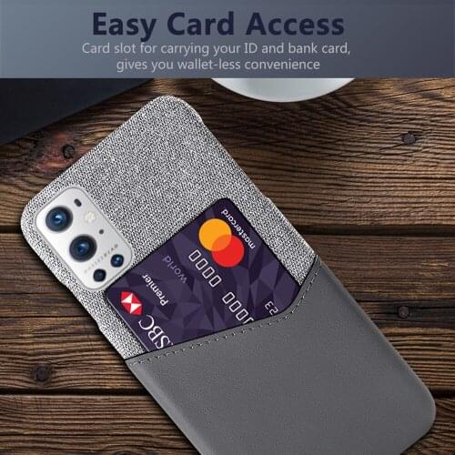 Febric Card Holder Cover For OnePlus 9 Pro Coque Cloth Texture PU Antiskid Funda For One Plus 9Pro 1+9pro 6.7" 2021 Case Capa