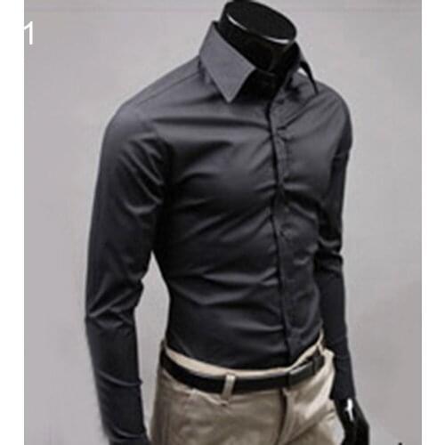 Men Luxury Casual Formal Shirt Long Sleeve Slim Fit Business Shirts Top