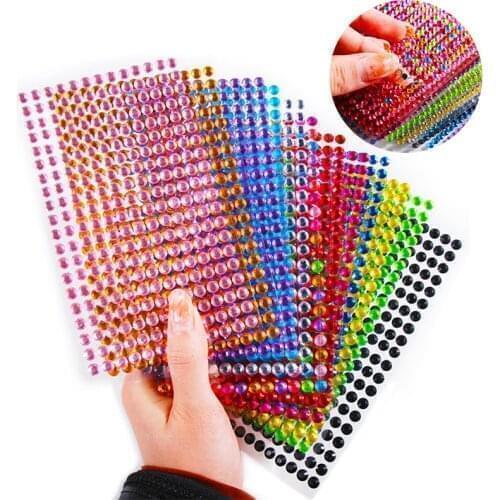 504Pcs/Set 6Mm Self Adhesive Acrylic Crystal Rhinestone Kid Sticker Diy Car Decal Accessories Phone Diamond Scrapbooking Sticker