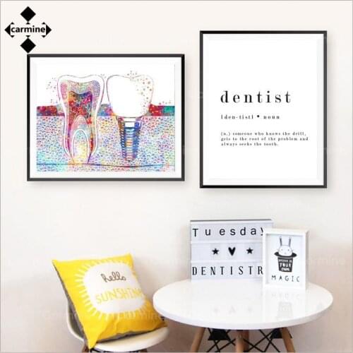 Tooth Dentist Canvas Painting Dental Clinic Gift Wall Decor Hygienist Office Wall Art Pictures Medicine Print Watercolor Posters