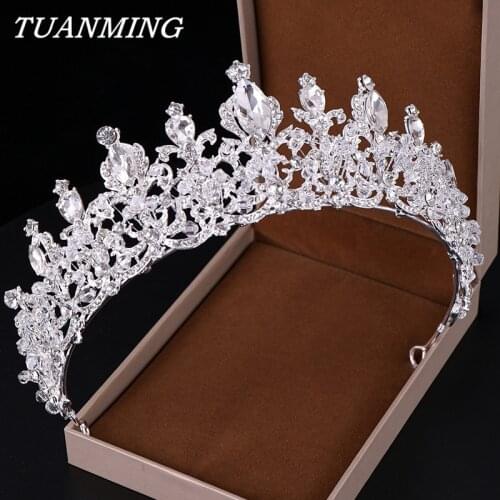 Rhinestone Crown and Tiaras Wedding Bride Tiara Queen Rhinestone Crystal Crown Bridal Hair Jewelry Head Adornment