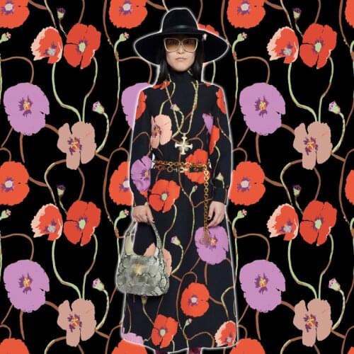 Polyester dress fabric custom rattan flower printed fabric high-end designer thin fabric diy shirt clothing patchwork fabric z31