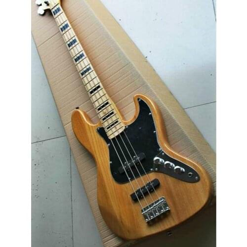 Top quality FPJB-5014 original color solid Ash wood body white pickguard maple fretboard 4 strings Jazz bass, Free shipping