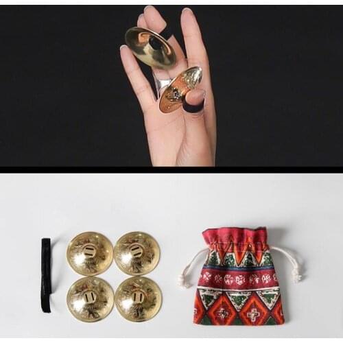 Women Copper Finger Cymbals Bellydance Zills Accessories Professional Belly Dance ATS Tribal Practical Jewellery Grain Pattern