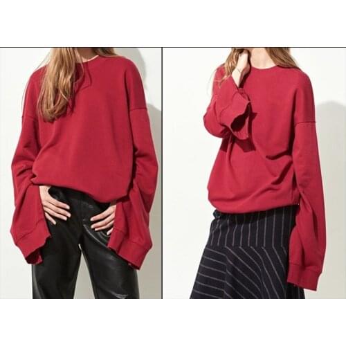 Women Ring Hide Zip Sleeve Sweatshirt Pullover / Extra Long Sleeve Women Top Swearshirt