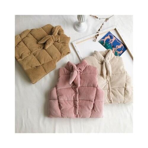 Baby Girls Winter Corduroy Kids Vest Cotton Thicken Warm collar Waistcoats for Girls Solid Seeveless Outerwear Children Clothing