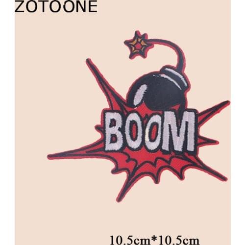 ZOTOONE Boom Patch Badges for Kids Iron on Clothes Heat Transfer Diy Stickers Applique Embroidered Applications Cloth Fabric G