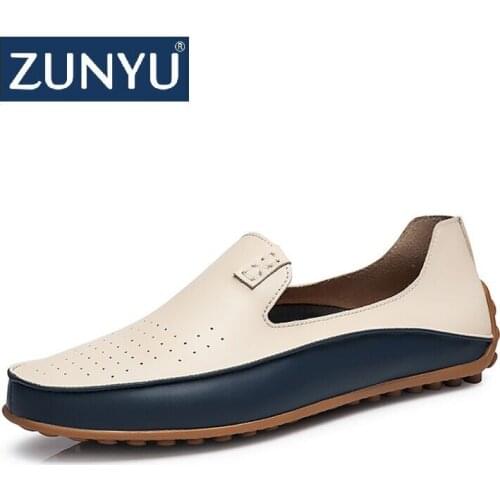 ZUNYU Fashion Leather Men Casual Shoes Slip On Boat Shoes Luxury Brand Mens Loafers Moccasins Italian Designer Shoes Size 36-47