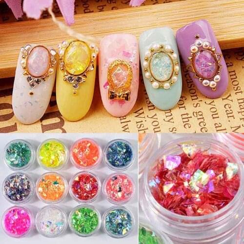 1set Broken Glass Sequins Decal Nail Art Diy Sweet Candy Mirror Glitter Paper Stickers Tin Foin Flakes Nails Decorations Crafts