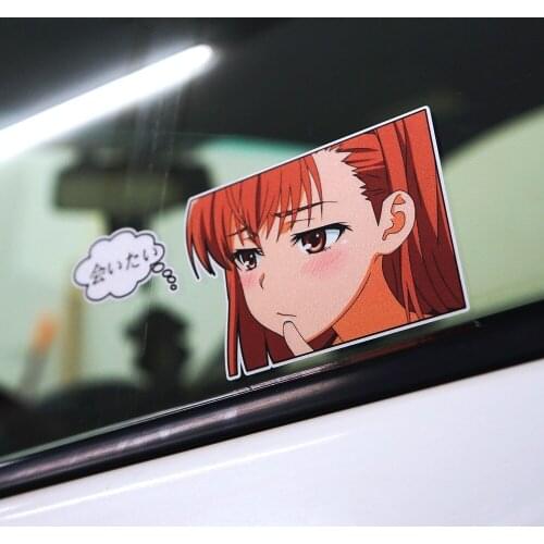 1pair Cartoon Anime Girl Thinking Car Styling Sticker Auto Oil Tank Window Body Vinyl Motorcycle Keyboard Decals