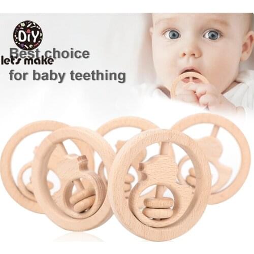 LetS Make 1pc Wooden Toys For New Born Baby Beech Duck Wood Ring Baby Teether Crib Mobile Toddler Toys Baby Rattle For Kids