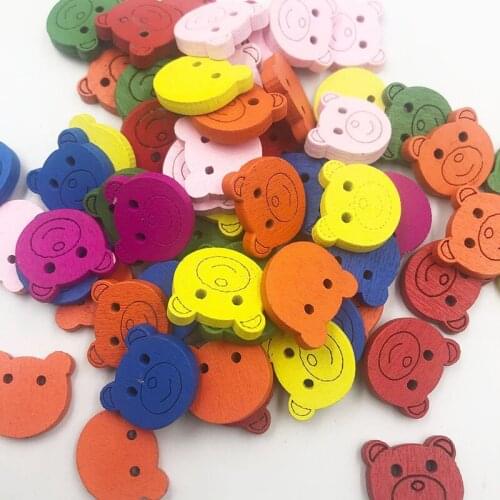 10/50/100pc Mix Bear Wood Buttons 20*18mm Scrapbooking Sewing Craft WB725