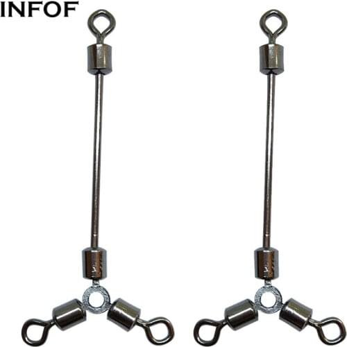 INFOF 200 pieces/lot 3 Way Fishing Swivels Rolling Swivel Hook Fishing Connector Carp Fishing Tackle pesca Lure Hook Link