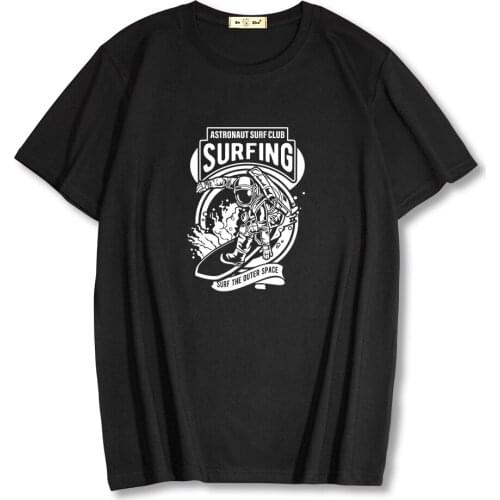 2021 Summer New Space surfing Print T-shirt Men Casual 100% Cotton Mens clothing Tops Plus Size Casual Short Sleeve shirt