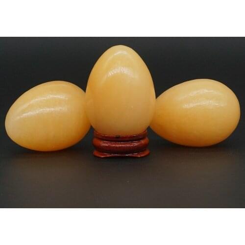 35x49MM Natural Gemstone Yellow Jade Crystal Reiki Healing Stone Egg (1pcs)
