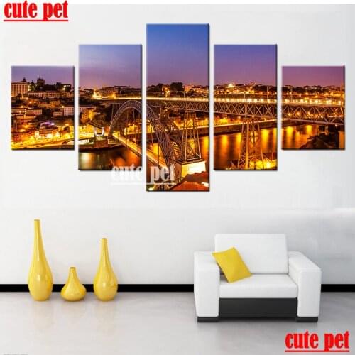 DIY Art painting European architecture 5D Diamond Painting full diamond Mosaic Diamond Embroidery diamond puzzle cute pet 5PCS