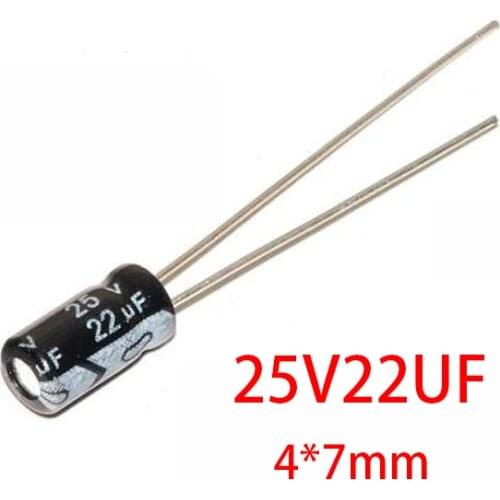 50PCS Higt quality 25V22UF 4*7mm 22UF 25V 4*7 Electrolytic capacitor