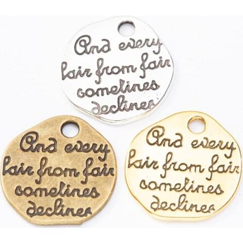 80pcs 18*18.5MM Tibetan silver color gold word charms antique bronze metal alloy pendants for bracelet necklace earring diy je