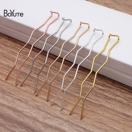 BoYuTe (100 Pieces/Lot) 68*1.2MM Metal Iron Classic U Shape Hair Fork Diy Jewelry Accessories Kanzashi