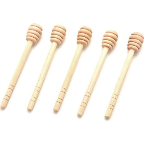 Wooden Honey Spoons 1pc Stir Bar Mixing Handle Jam Spoon Long Stick Dipper Supplies Kitchen Tools 160mm