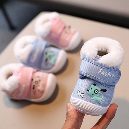 Baby Winter Shoes Infant First Walkers Shoes Warm Fur Boys Shoes Plus Velvet Girls Toddler Boots 2020 Childrens Cotton Shoes