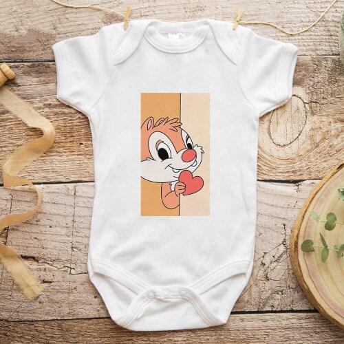 Harajuku Baby Girl Boy Chip and Dale Print Casual Toddler Romper Summer Short Sleeve Infant Jumpsuit Top Toddler Bodysuits